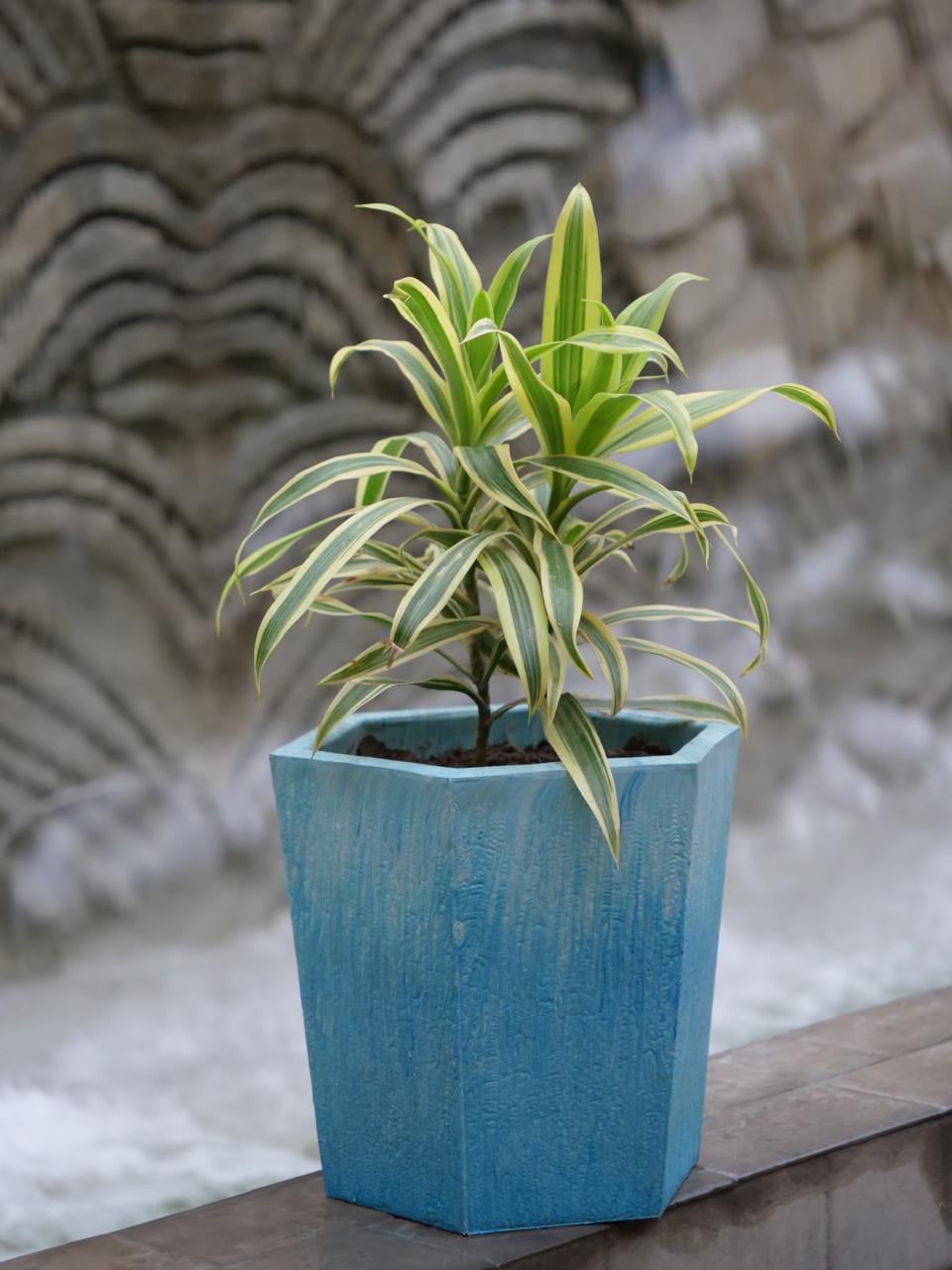 blue Eco friendly flower pot sustainable design made from recycled plastic for long lasting use