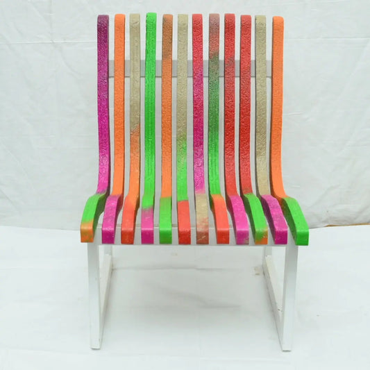 Front view of Durable lounge chair crafted from 100% recycled plastic sustainable outdoor furniture.