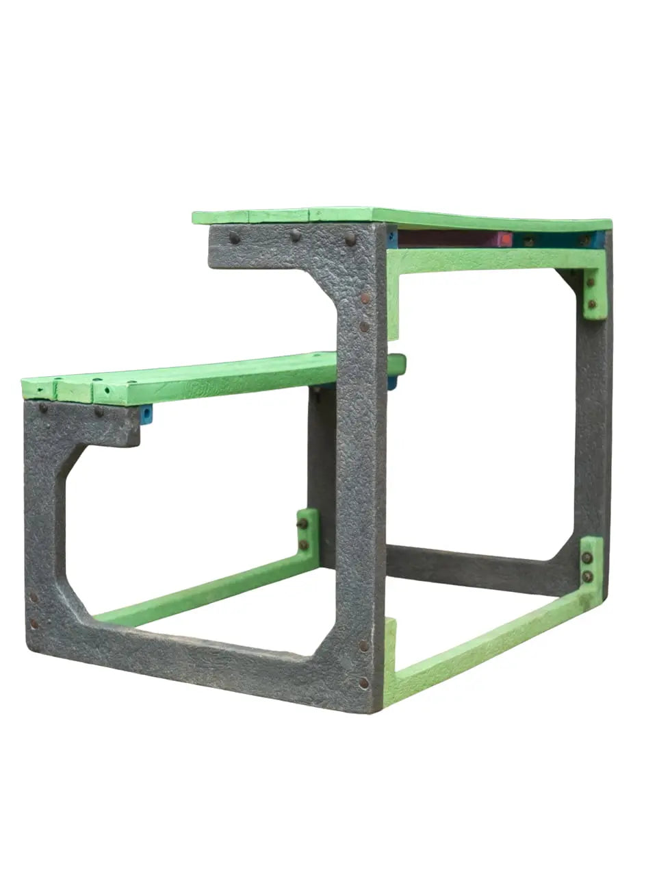 Side view of EcoSmart school bench made from 100% recycled plastic outdoor eco friendly seating.