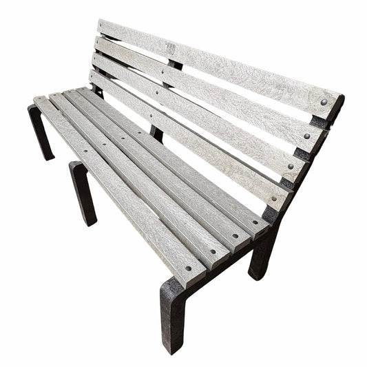 Top view of Tetra bench outdoor seating built from 100% recycled plastic sustainable furniture