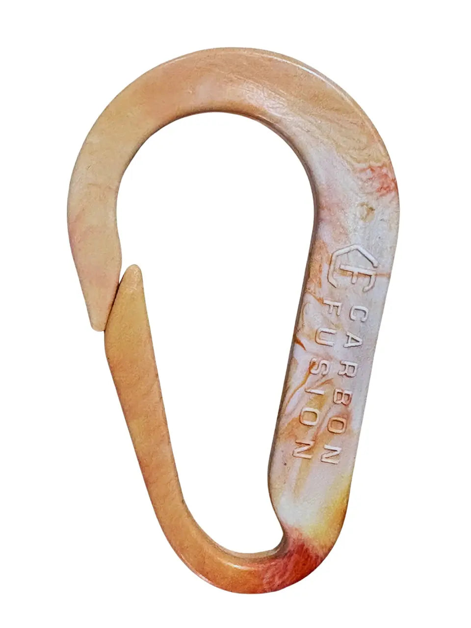 Backside orange ecoClip keychain made from recycled plastic carabiner style eco friendly durable accessory