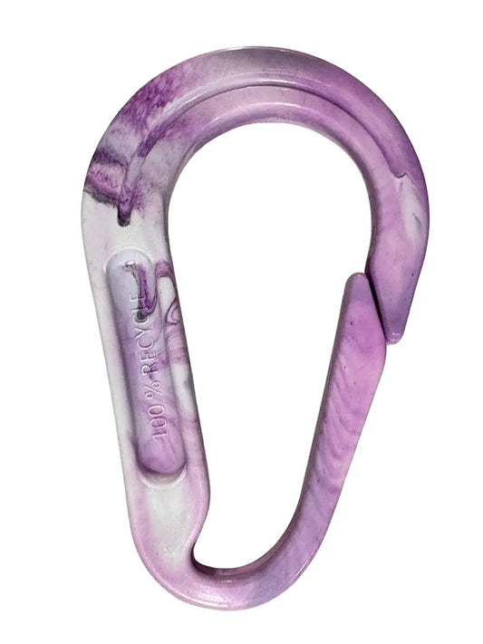 Backside purple ecoClip keychain made from recycled plastic carabiner style eco friendly durable accessory