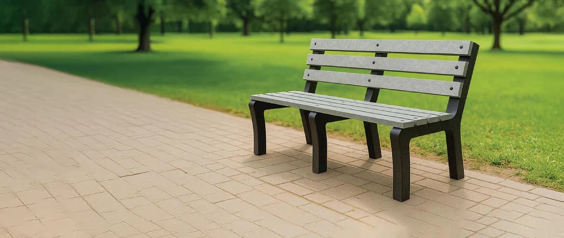 Recycled plastic outdoor bench