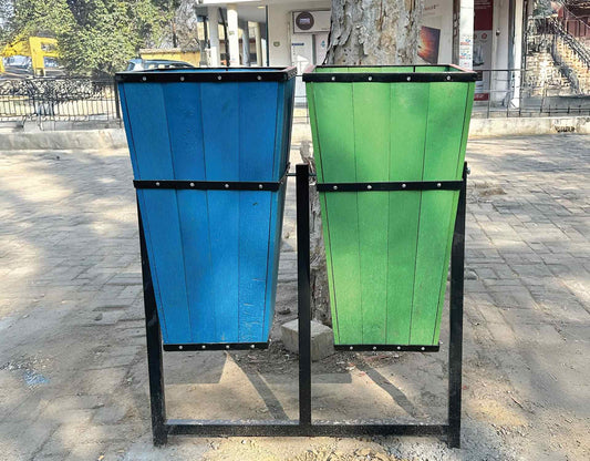 Durable eco friendly dustbin made from 100% recycled plastic sustainable waste management solution