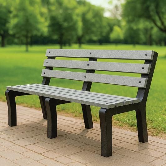 Tetra bench outdoor seating built from 100% recycled plastic sustainable furniture.