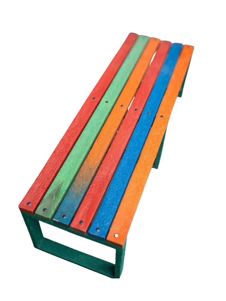 ColorSplash outdoor bench made from 100 percent recycled plastic durable eco friendly seating