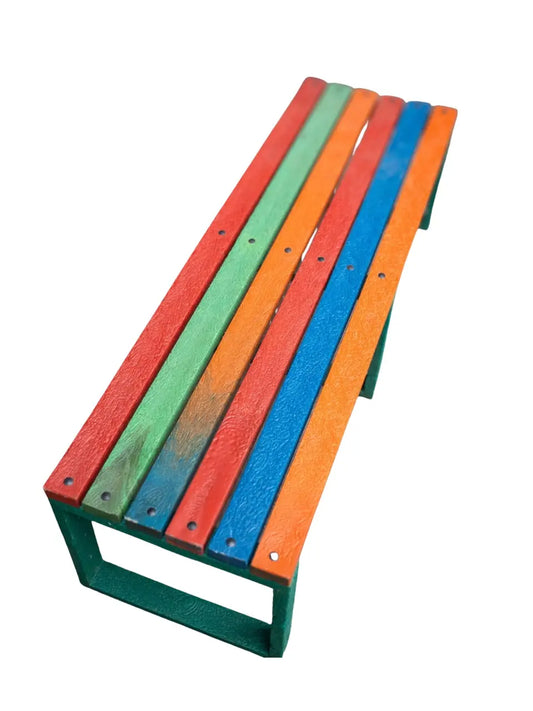 ColorSplash outdoor bench made from 100 percent recycled plastic durable eco friendly seating