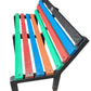 Side view of rainbow EcoBench outdoor seating made from 100 percent recycled plastic durable eco friendly bench