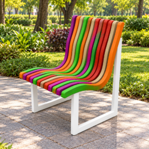 Rainbow Slatted Chair in the Garden