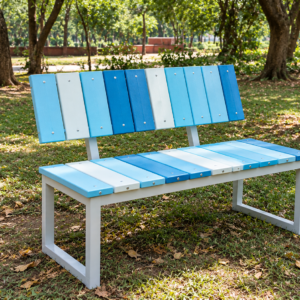 Blue and White Bench in the Park