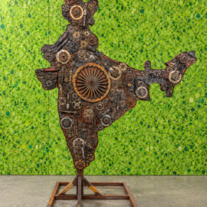 Scrap Metal India Map Wall Sculpture / Recycled Gears & Machine Parts / Custom Wall Art