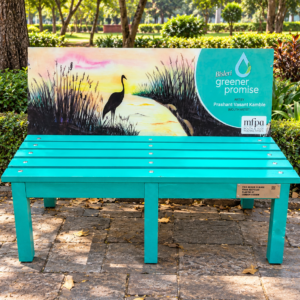 Turquoise Eco Bench in the Park