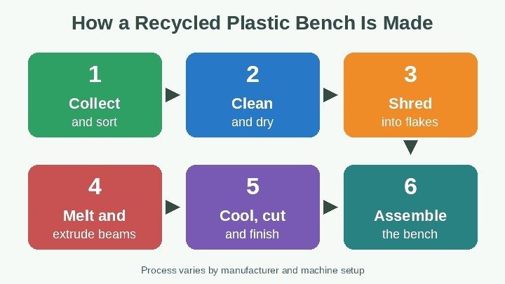 Six steps to compare the total cost of wooden, metal and recycled plastic benches over ten years