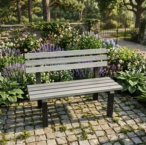 Recycled Plastic Bench/ 2 Seater/ Silver & Black / School & Park Bench / UV Resistant