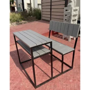 Recycled Plastic School Desk Bench 2 Seater / Attached Table & Storage Shelf / Carbon Fusion
