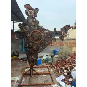 Scrap Metal India Map Wall Sculpture / Recycled Gears & Machine Parts / Custom Wall Art